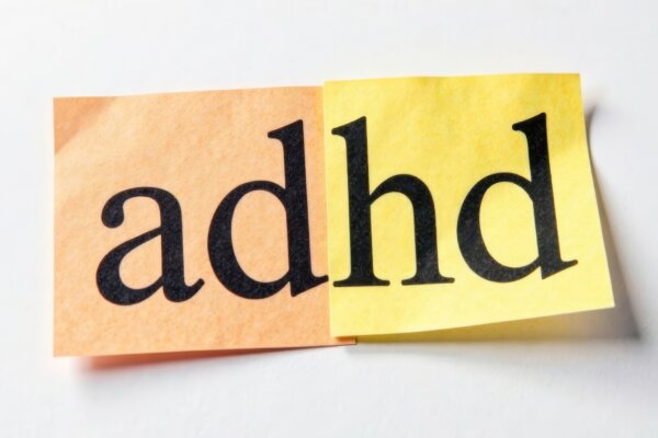 ADHD written on sticky notes