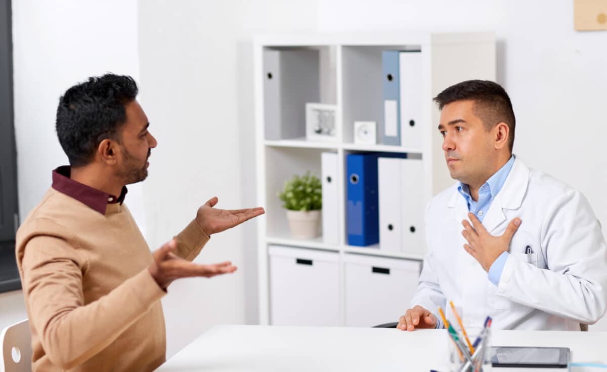 A patient and doctor arguing