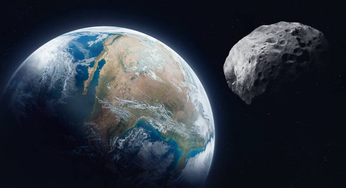 Asteroid in space near Earth