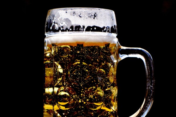Light beer in a mug