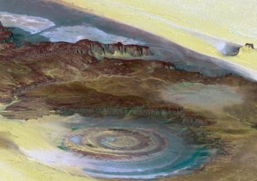 Depiction of crater caused by meteorite