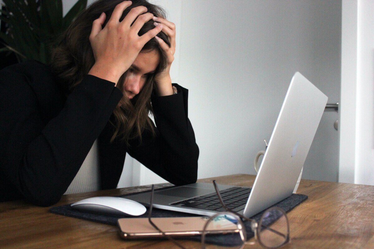 Woman frustrated with her computer