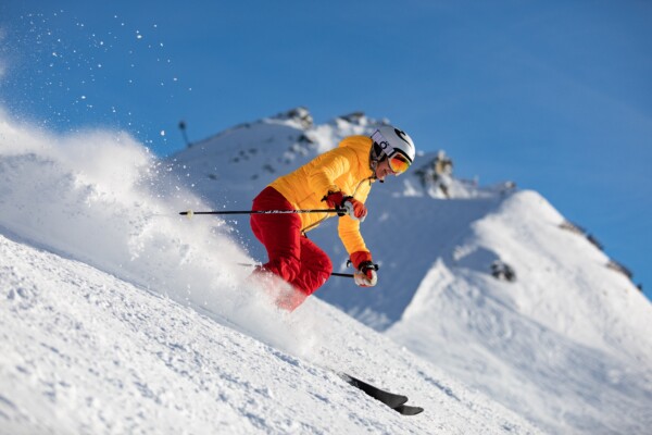 Person skiing in the mountains