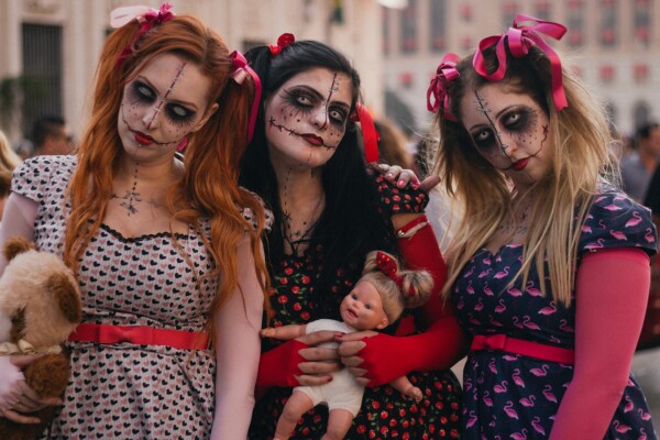 Women in Halloween costumes