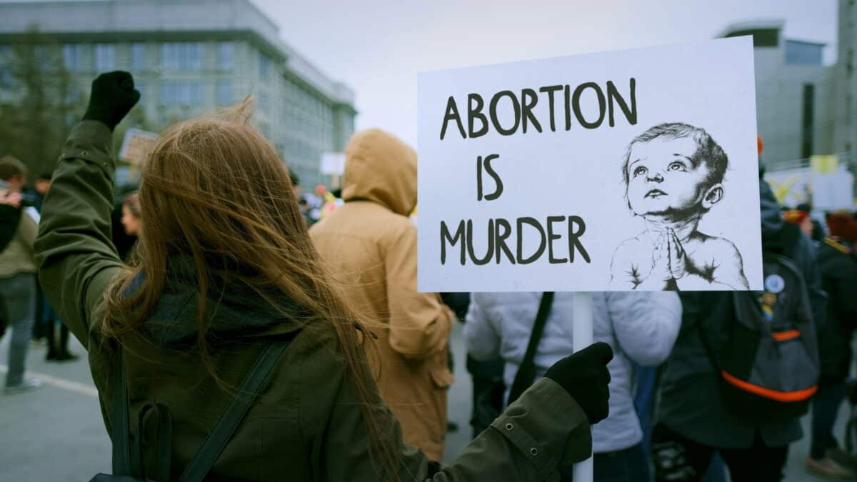 Anti,Murder,Demonstration,City,Street.,Stop,Abortion,Protest.,Girl,Hold
